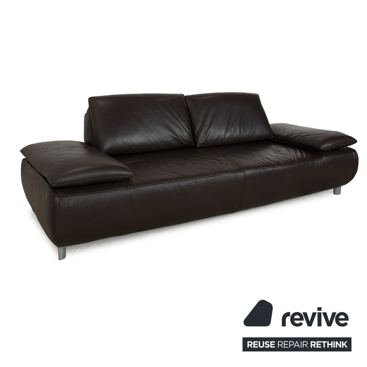 Koinor Volare Leather Three-Seater Dark Brown Manual Function Sofa Couch