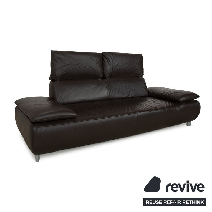 Koinor Volare Leather Three-Seater Dark Brown Manual Function Sofa Couch