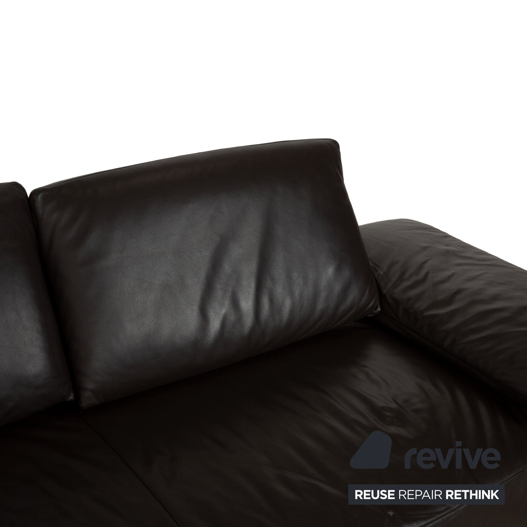 Koinor Volare Leather Three-Seater Dark Brown Manual Function Sofa Couch