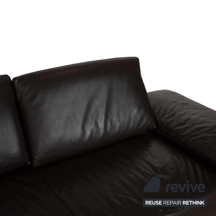 Koinor Volare Leather Three-Seater Dark Brown Manual Function Sofa Couch