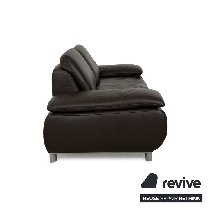 Koinor Volare Leather Three-Seater Dark Brown Manual Function Sofa Couch