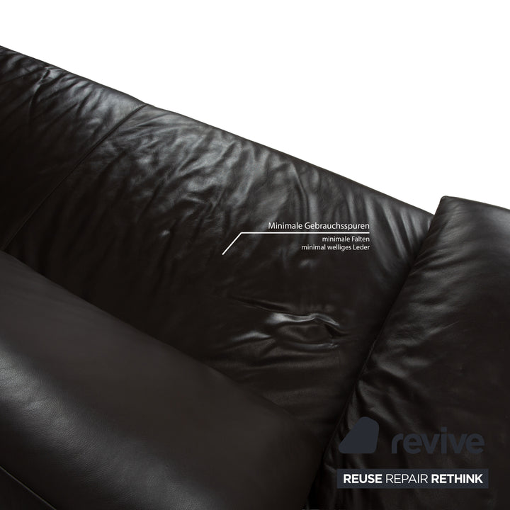 Koinor Volare Leather Three-Seater Dark Brown Manual Function Sofa Couch