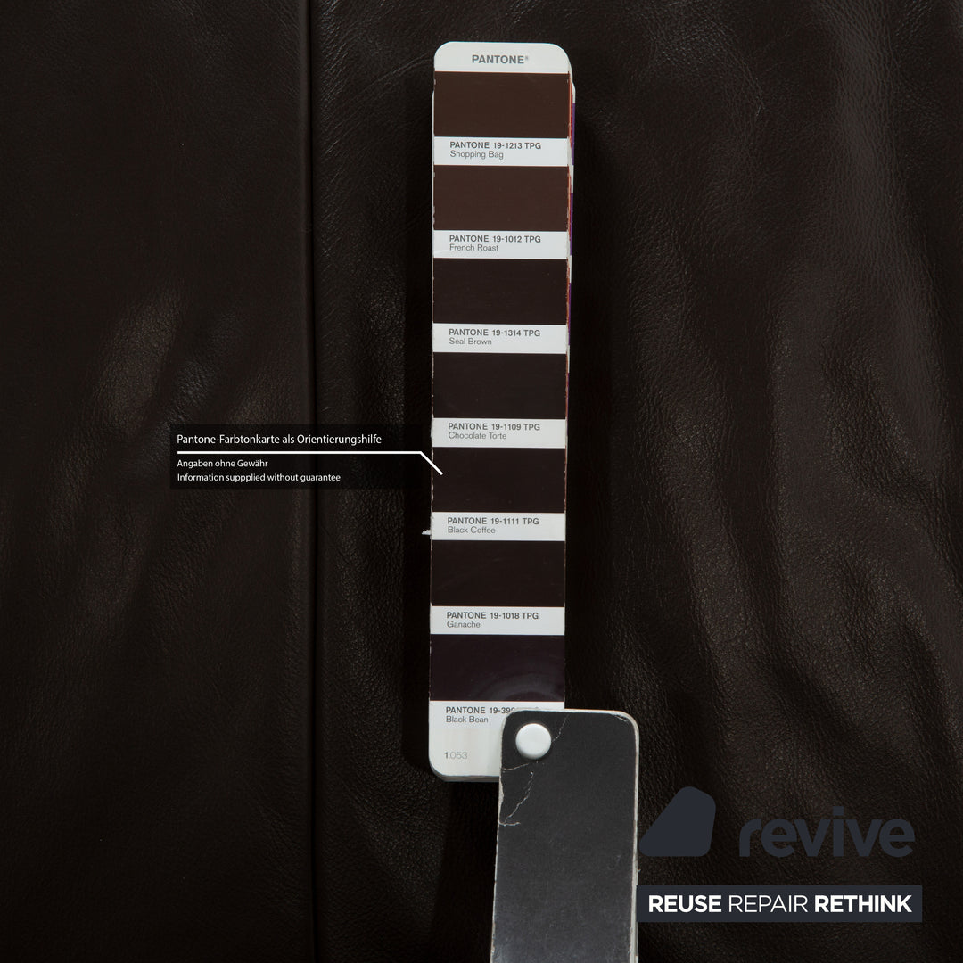 Koinor Volare Leather Three-Seater Dark Brown Manual Function Sofa Couch