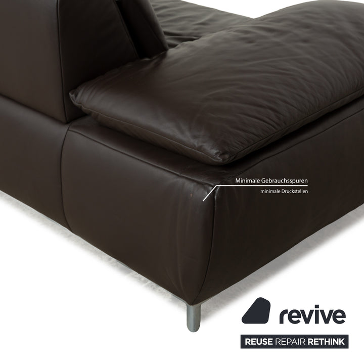 Koinor Volare Leather Three-Seater Dark Brown Manual Function Sofa Couch