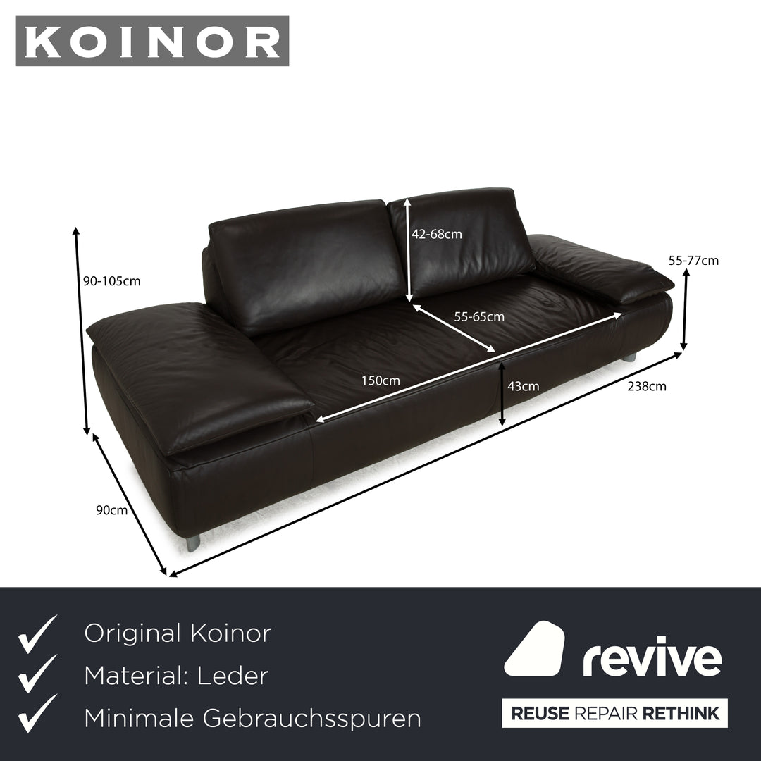 Koinor Volare Leather Three-Seater Dark Brown Manual Function Sofa Couch