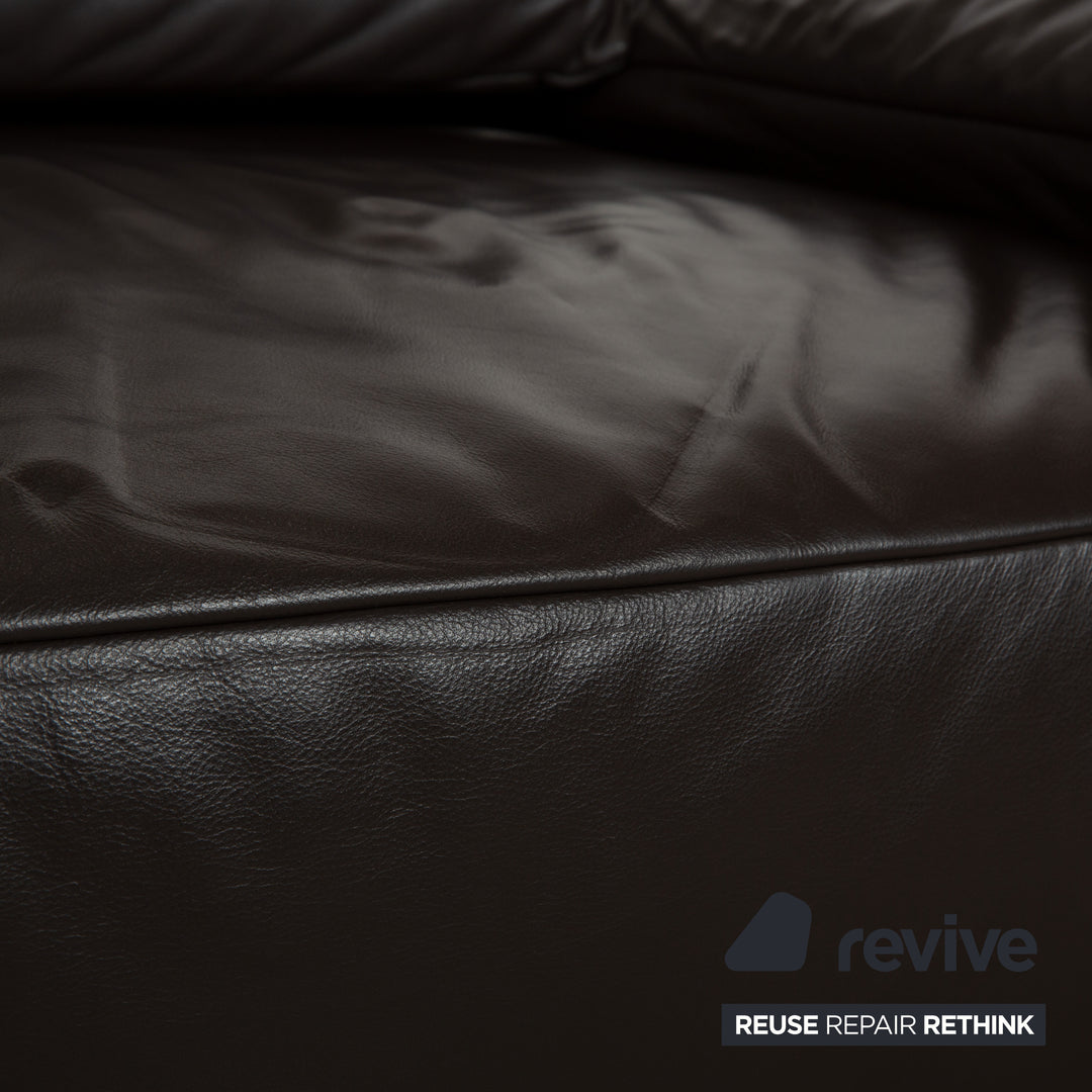 Koinor Volare Leather Three-Seater Dark Brown Manual Function Sofa Couch