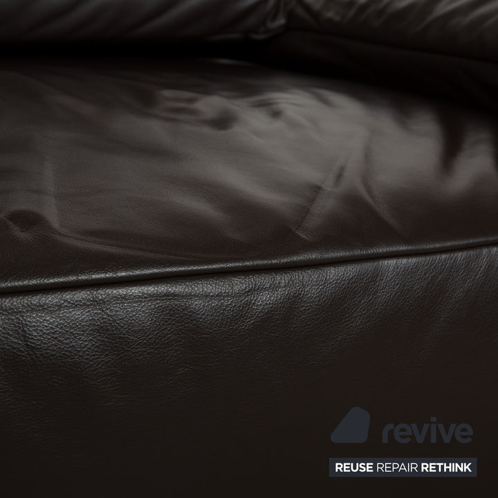 Koinor Volare Leather Three-Seater Dark Brown Manual Function Sofa Couch