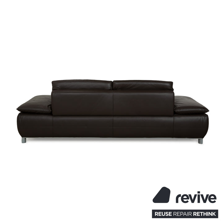 Koinor Volare Leather Three-Seater Dark Brown Manual Function Sofa Couch