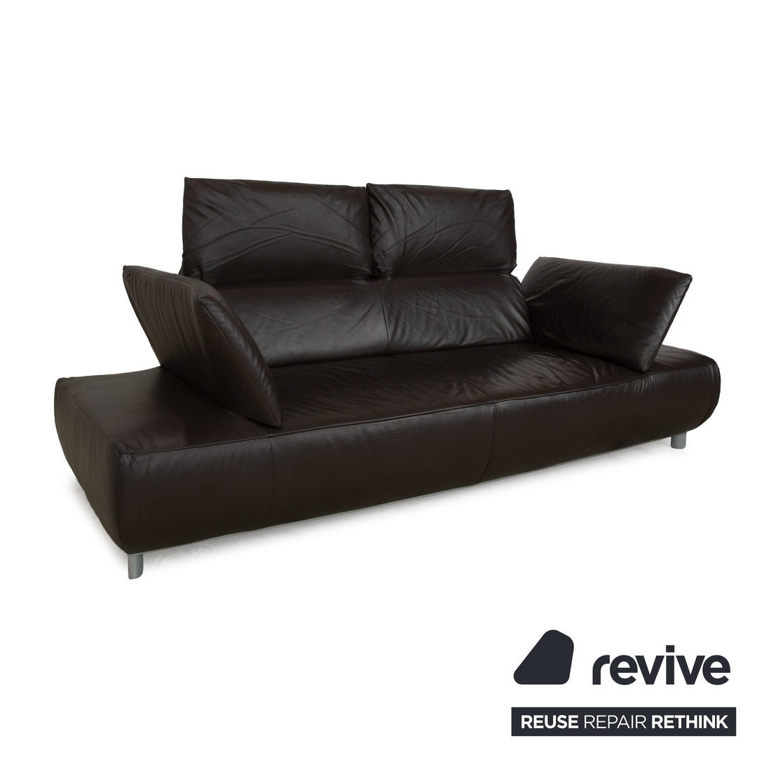 Koinor Volare Leather Three-Seater Dark Brown Manual Function Sofa Couch