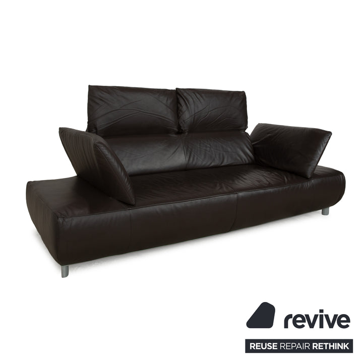 Koinor Volare Leather Three-Seater Dark Brown Manual Function Sofa Couch