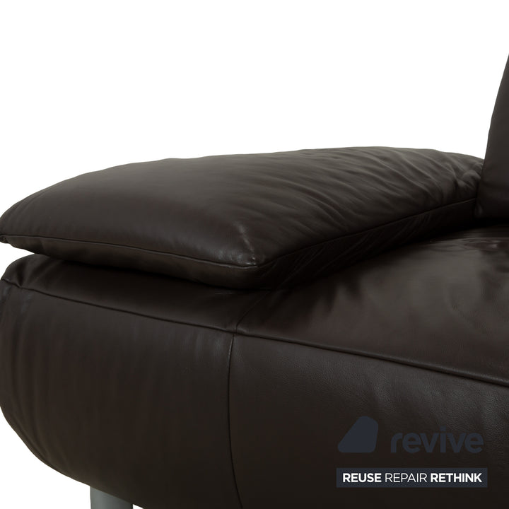 Koinor Volare Leather Three-Seater Dark Brown Manual Function Sofa Couch