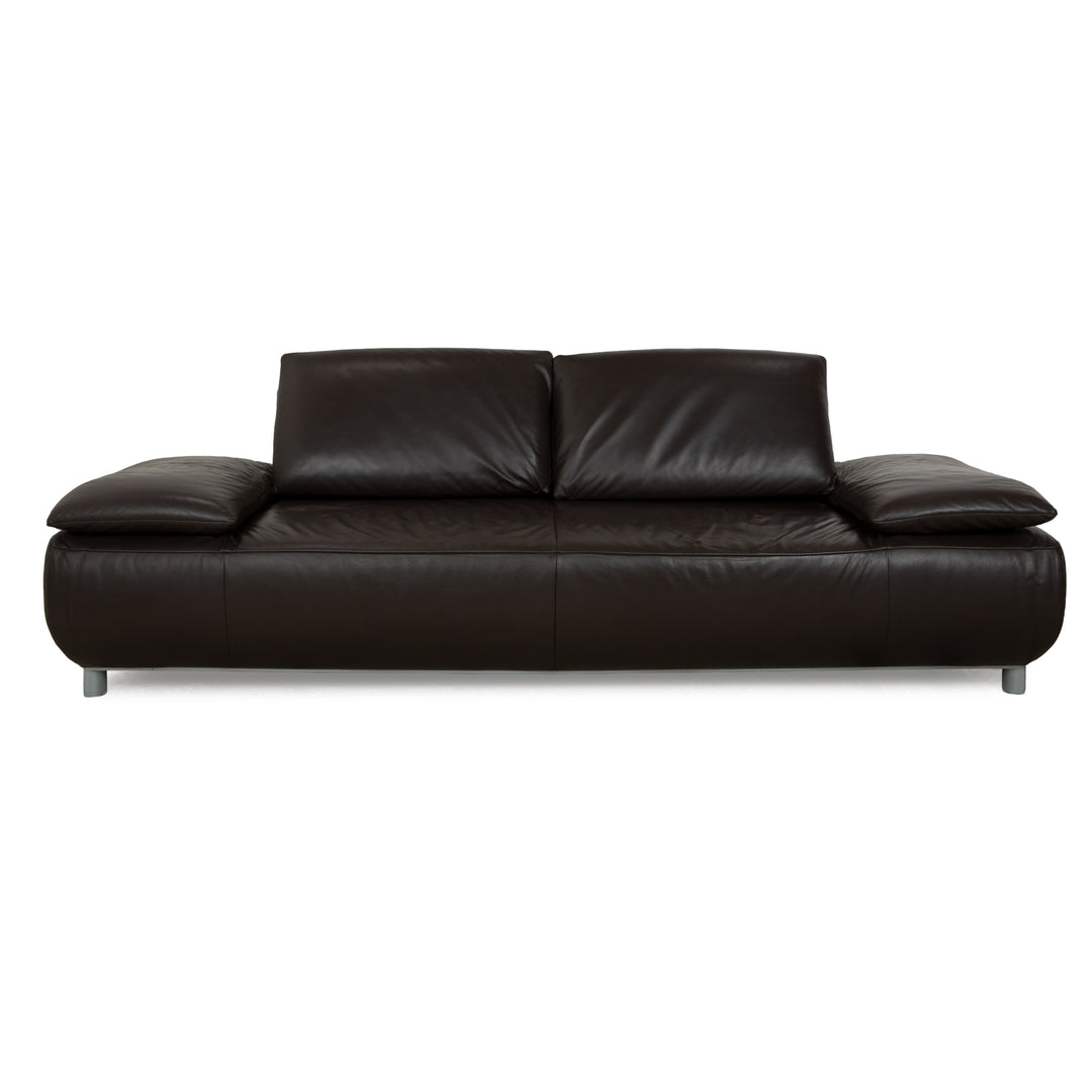 Koinor Volare Leather Three-Seater Dark Brown Manual Function Sofa Couch