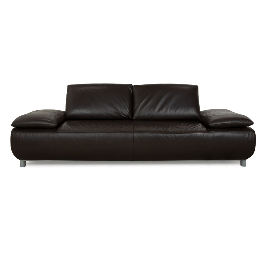 Koinor Volare Leather Three-Seater Dark Brown Manual Function Sofa Couch