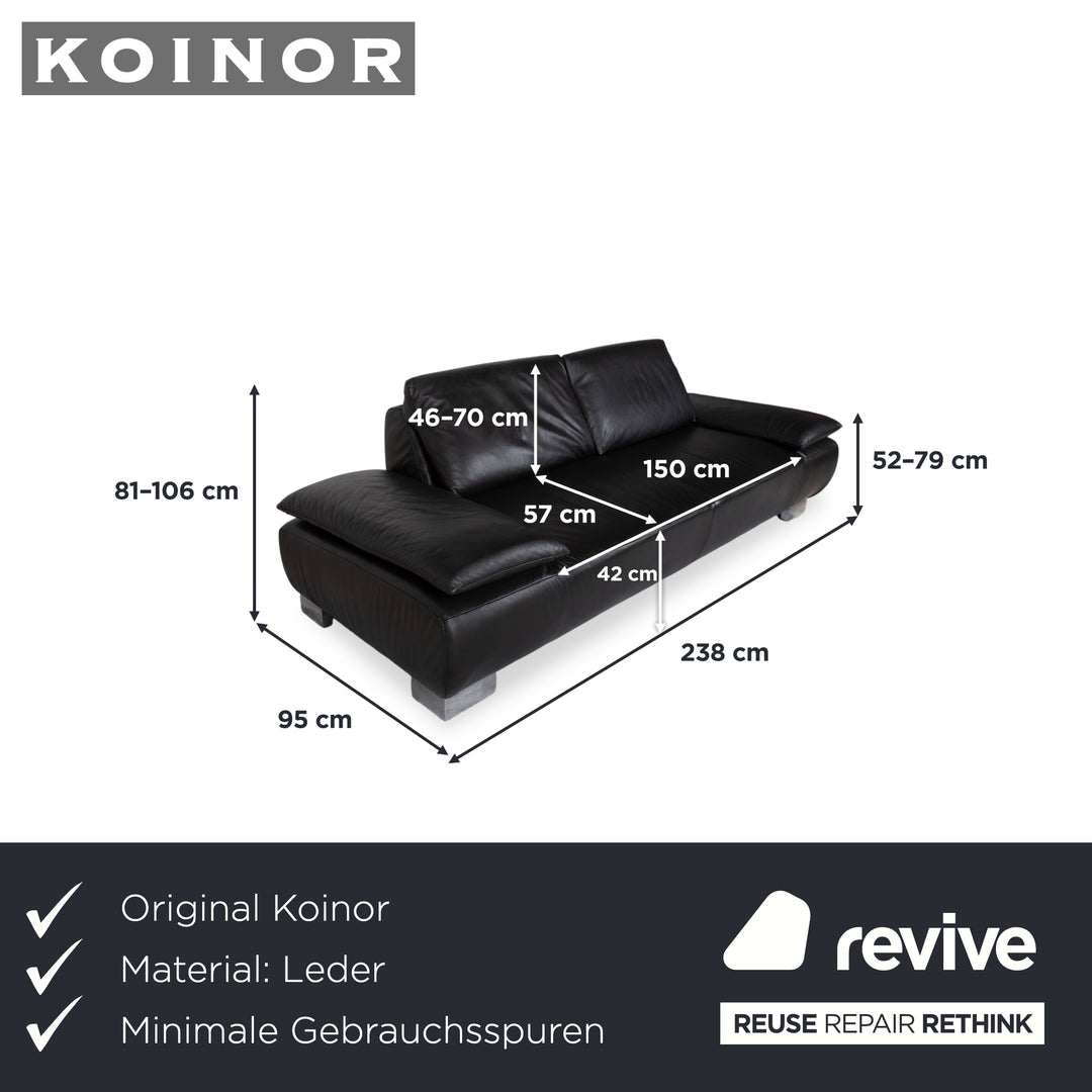 Koinor Volare Leder Dreisitzer Schwarz manuelle Funktion Sofa Couch