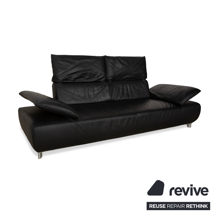 Koinor Volare Leather Three Seater Black Manual Function Sofa Couch