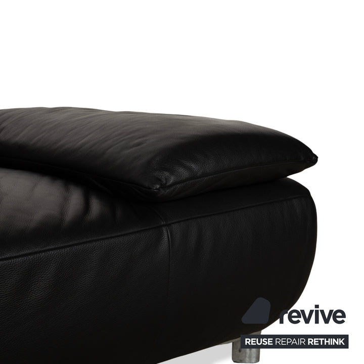 Koinor Volare Leather Three Seater Black Manual Function Sofa Couch