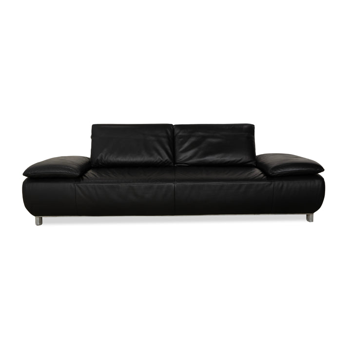 Koinor Volare Leather Three Seater Black Manual Function Sofa Couch