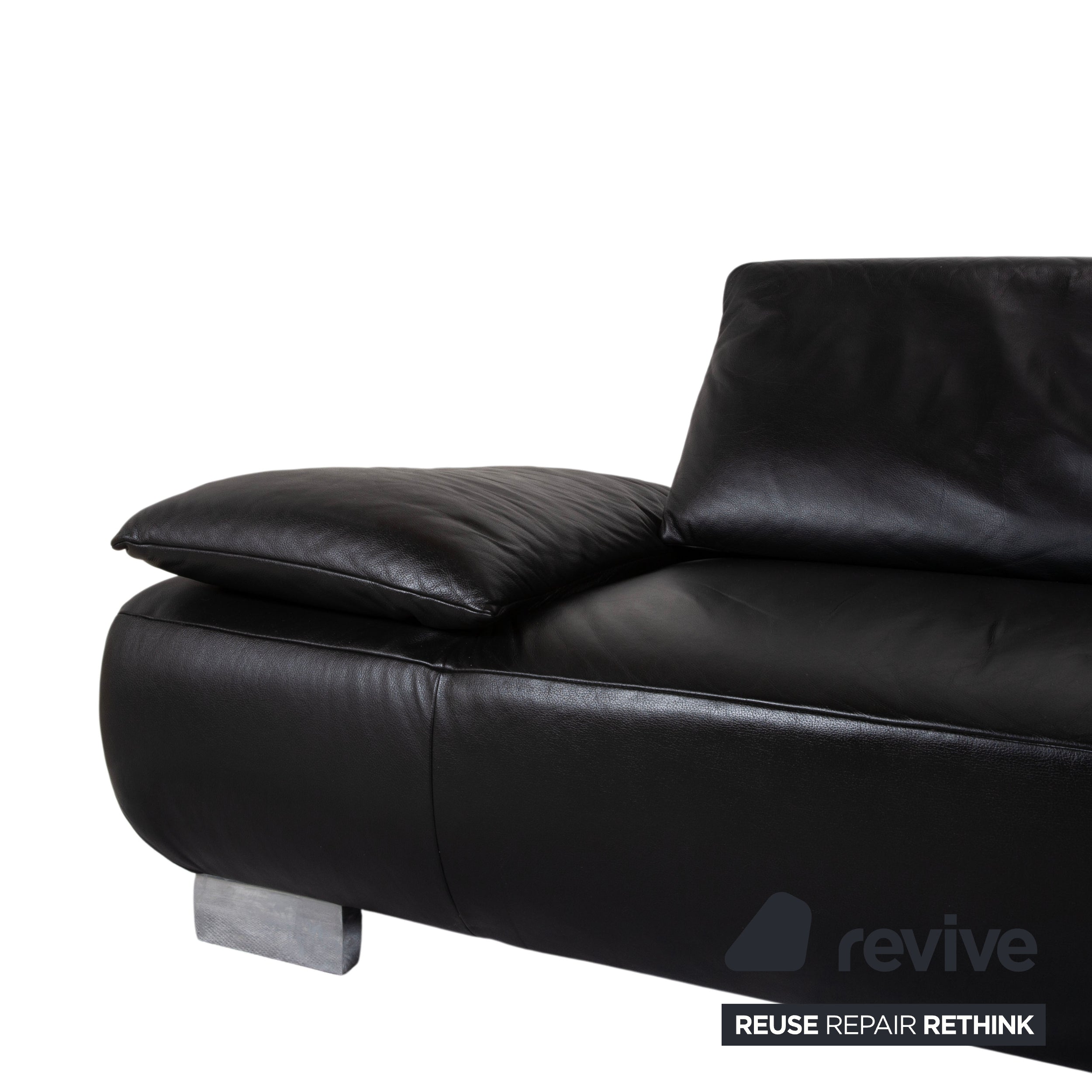 Koinor Volare Leather Three-Seater Black Manual Function Sofa