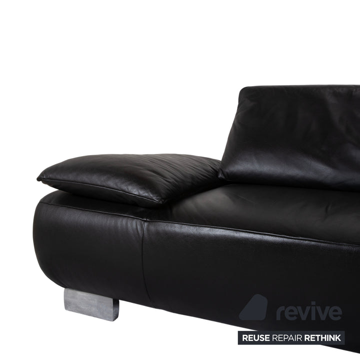 Koinor Volare Leder Dreisitzer Schwarz manuelle Funktion Sofa Couch
