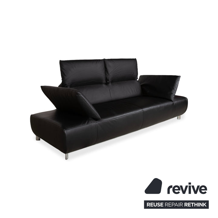 Koinor Volare Leder Dreisitzer Schwarz manuelle Funktion Sofa Couch