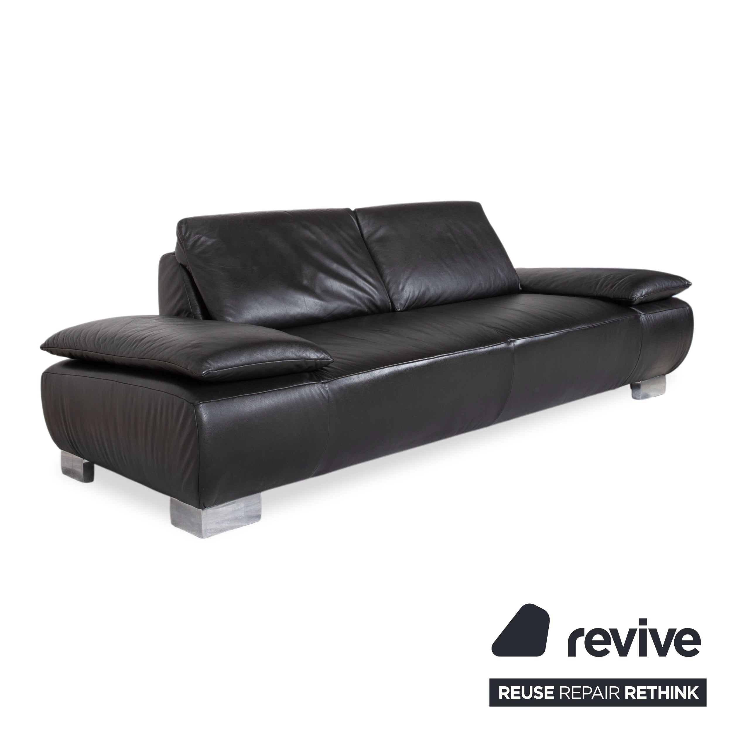 Koinor Volare Leather Three-Seater Black Manual Function Sofa