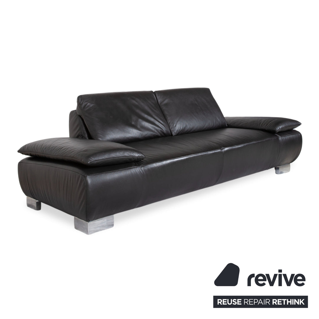 Koinor Volare Leder Dreisitzer Schwarz manuelle Funktion Sofa Couch