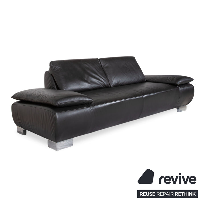 Koinor Volare Leder Dreisitzer Schwarz manuelle Funktion Sofa Couch