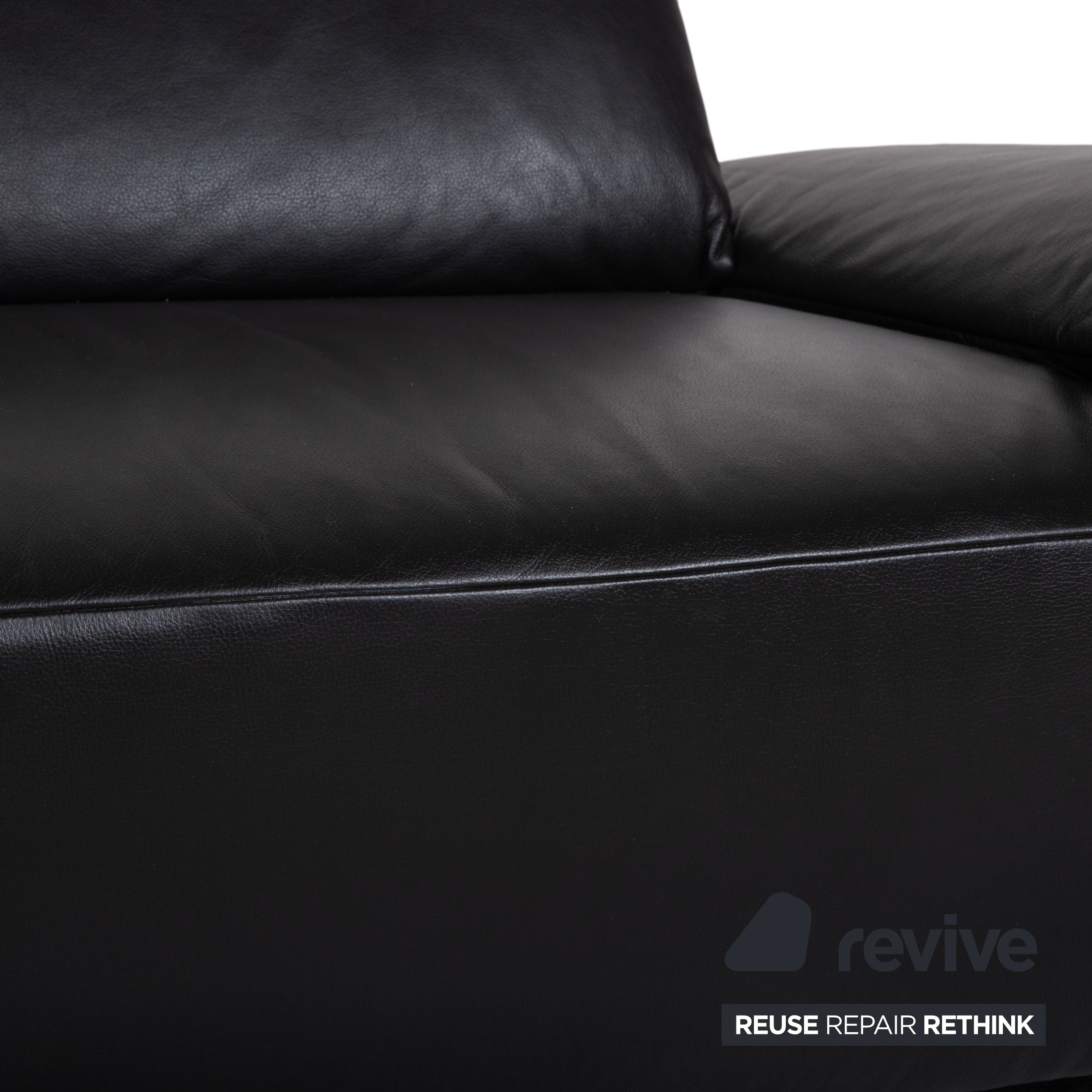 Koinor Volare Leather Three-Seater Black Manual Function Sofa