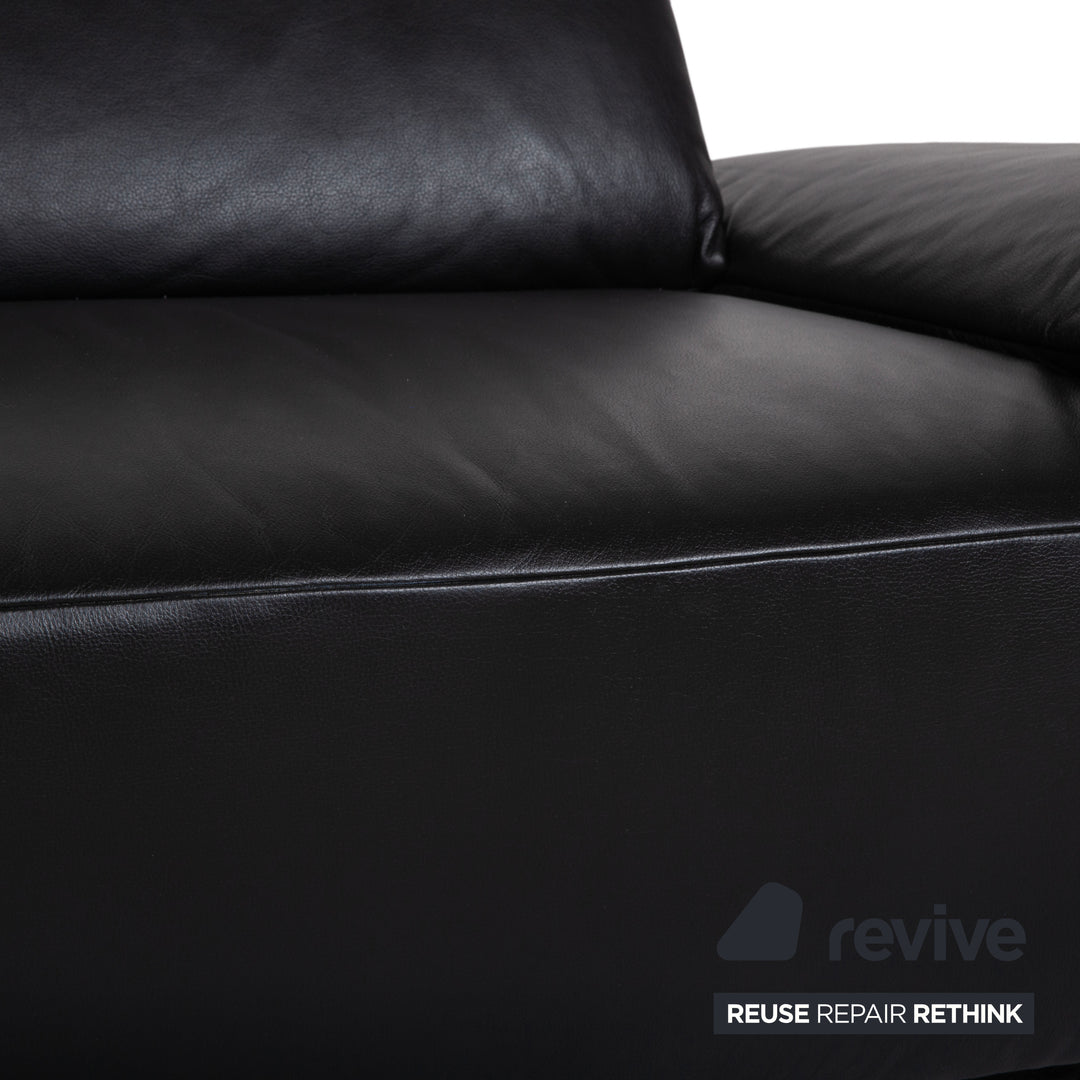 Koinor Volare Leder Dreisitzer Schwarz manuelle Funktion Sofa Couch