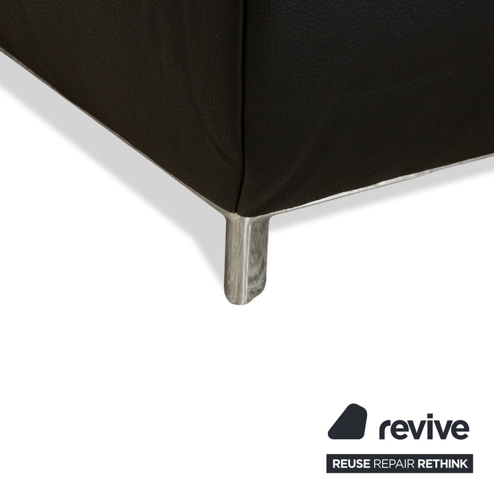 Koinor Volare Leather Three Seater Black Manual Function Sofa Couch