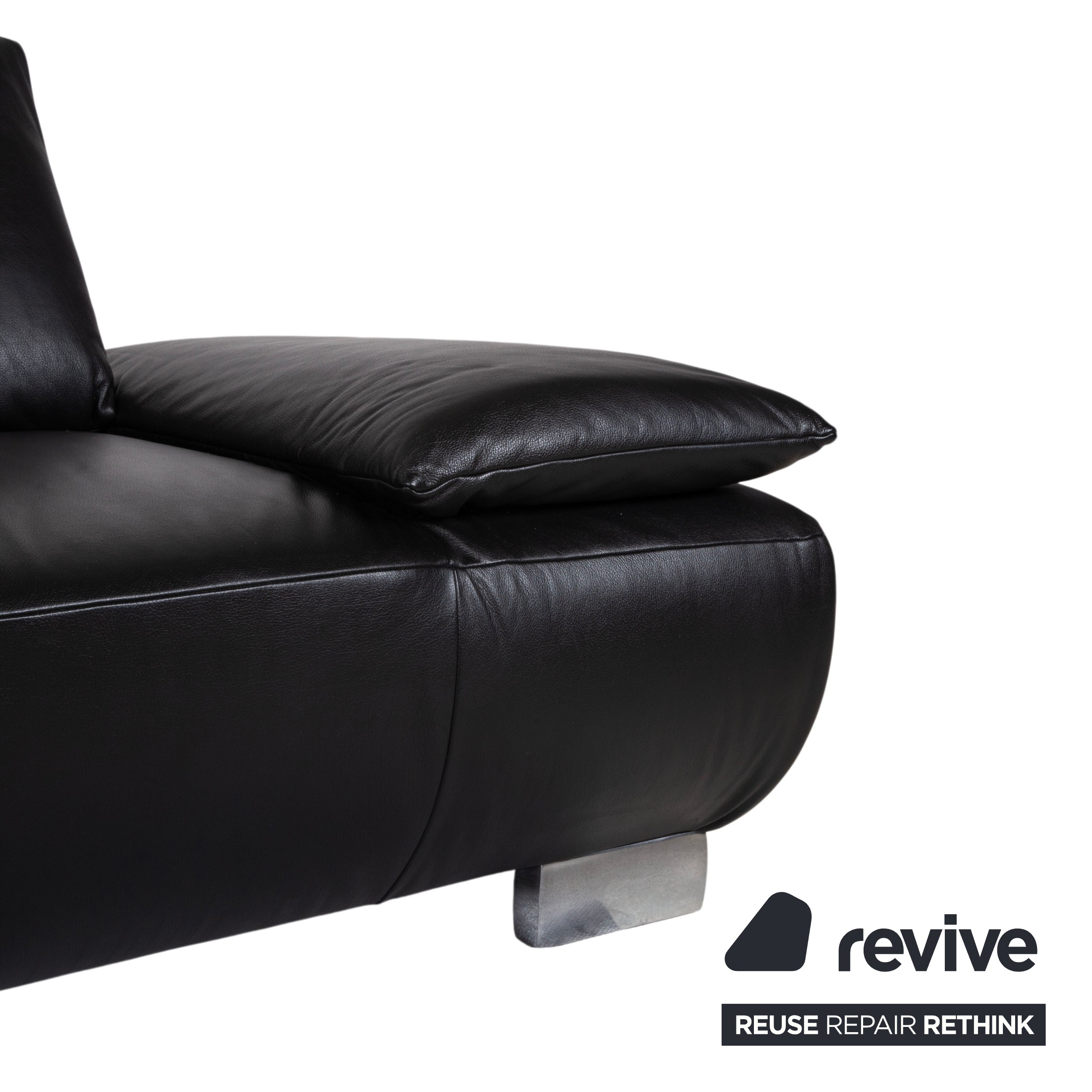 Koinor Volare Leather Three-Seater Black Manual Function Sofa