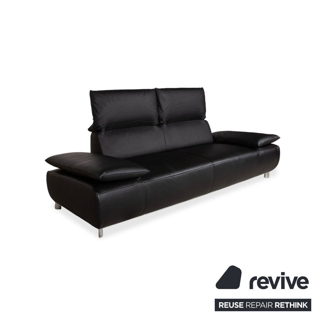 Koinor Volare Leder Dreisitzer Schwarz manuelle Funktion Sofa Couch
