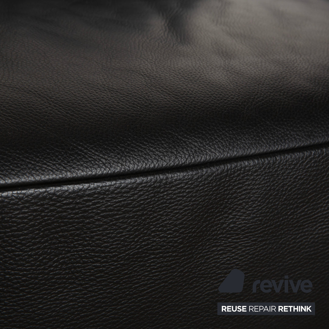 Koinor Volare Leather Three Seater Black Manual Function Sofa Couch