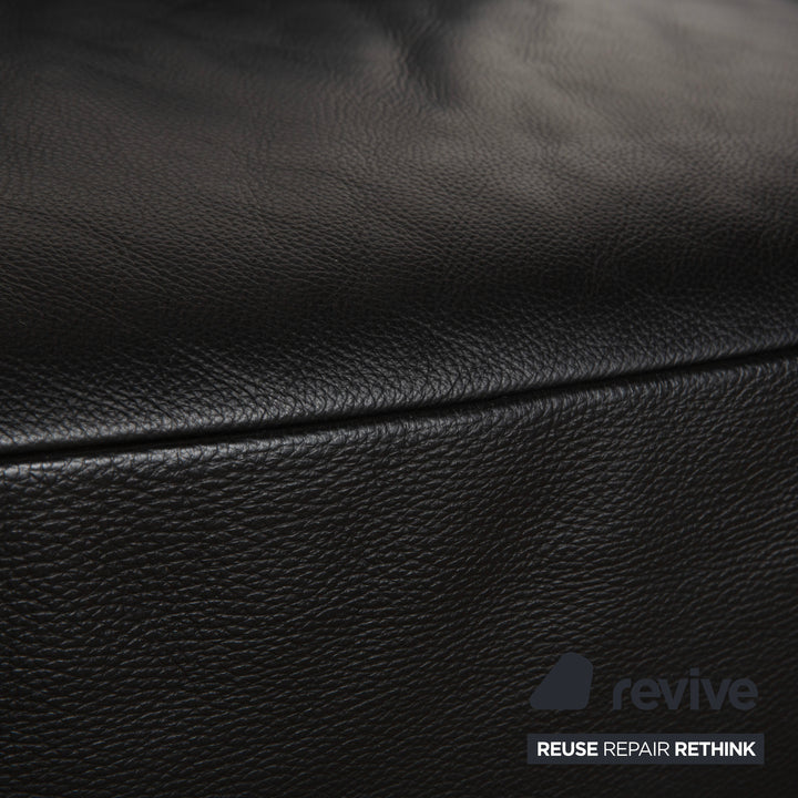 Koinor Volare Leather Three Seater Black Manual Function Sofa Couch