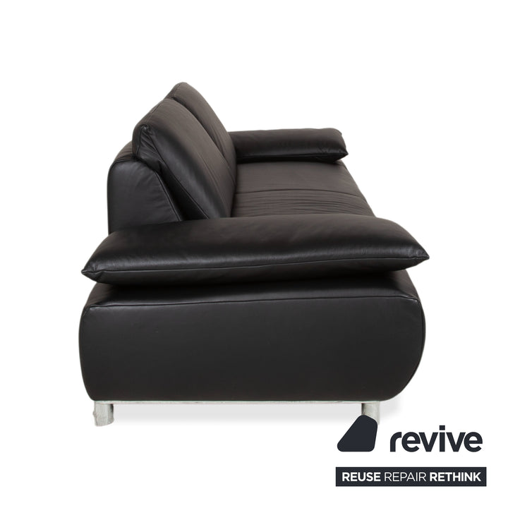 Koinor Volare Leder Dreisitzer Schwarz manuelle Funktion Sofa Couch