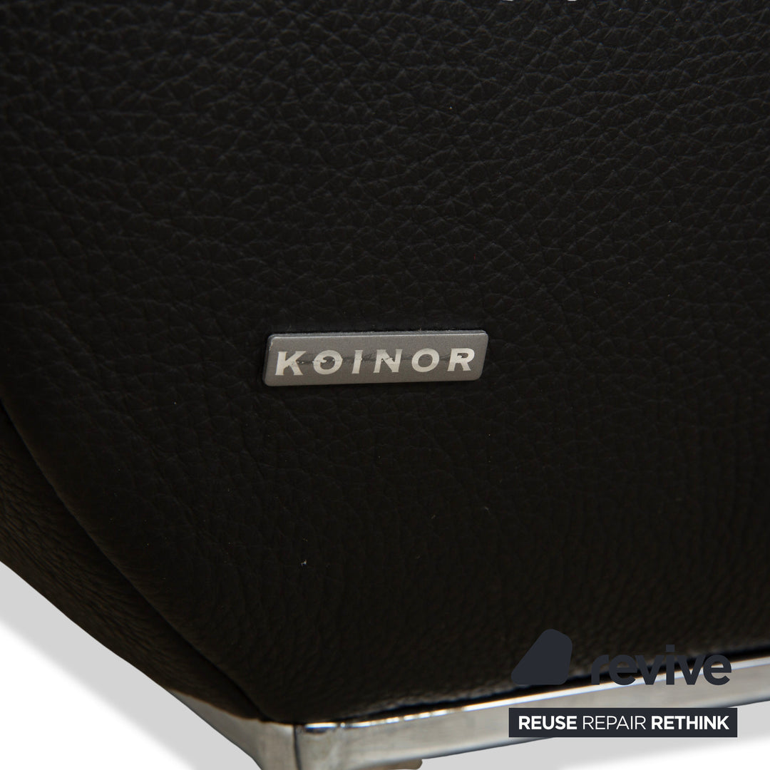 Koinor Volare Leather Three Seater Black Manual Function Sofa Couch