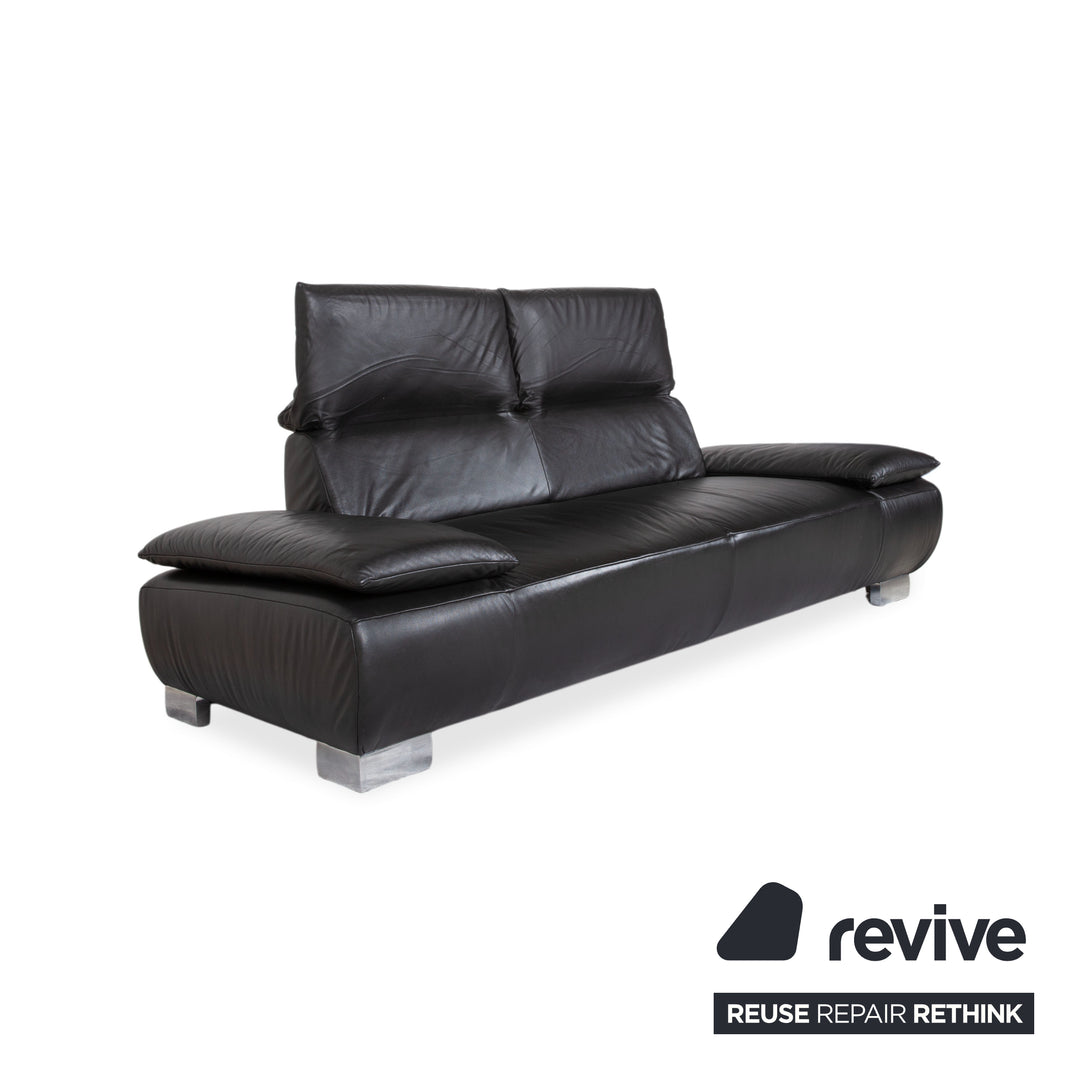 Koinor Volare Leder Dreisitzer Schwarz manuelle Funktion Sofa Couch