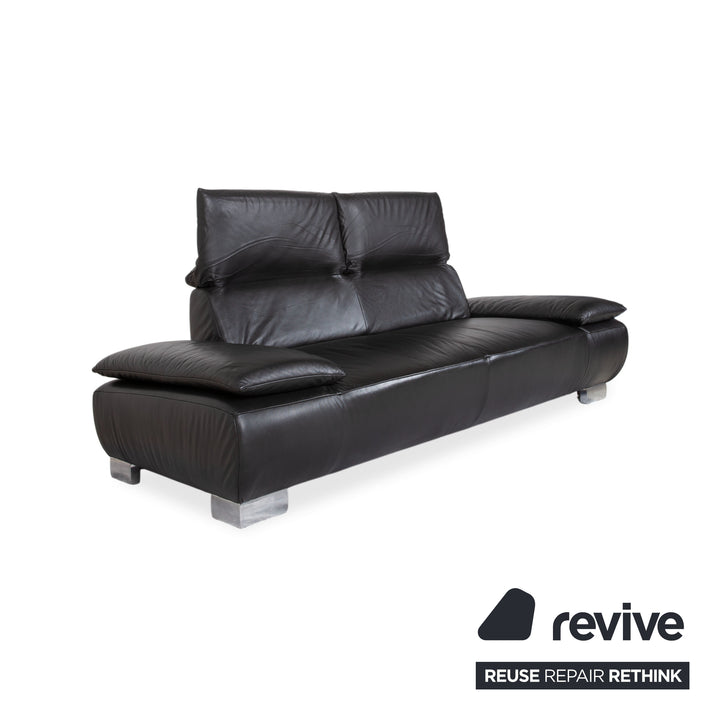 Koinor Volare Leder Dreisitzer Schwarz manuelle Funktion Sofa Couch