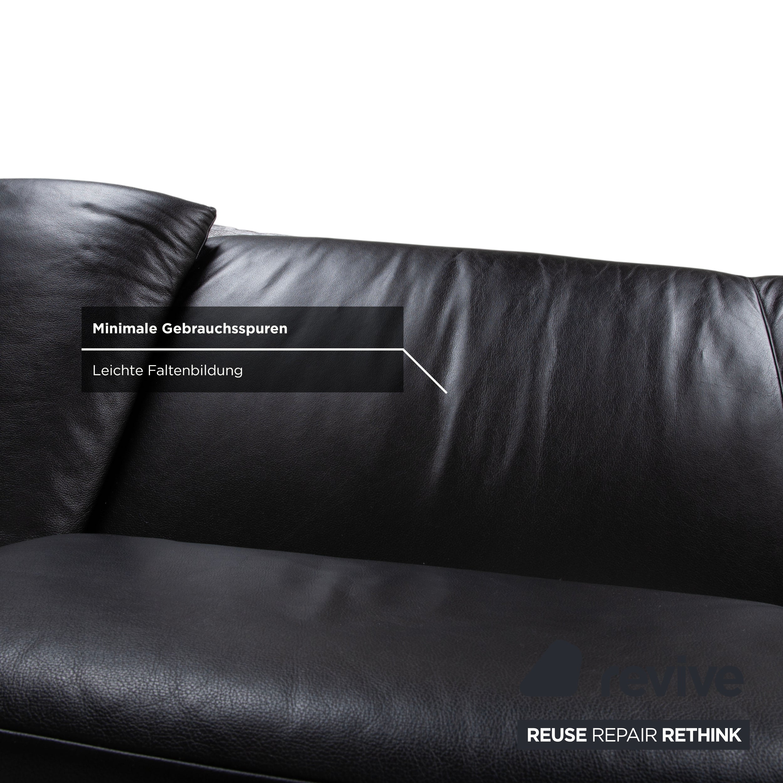 Koinor Volare Leather Three-Seater Black Manual Function Sofa