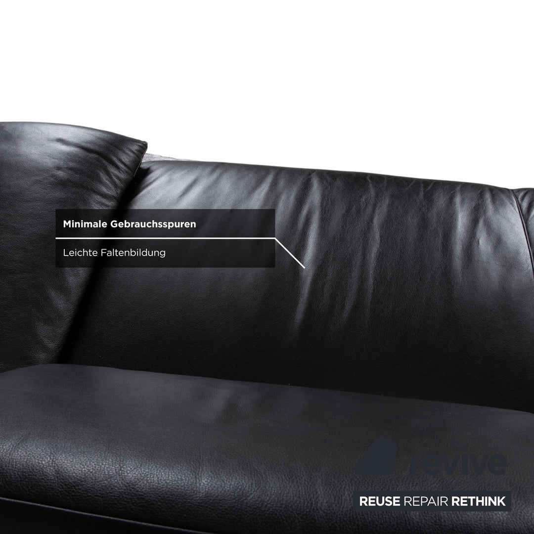 Koinor Volare Leder Dreisitzer Schwarz manuelle Funktion Sofa Couch