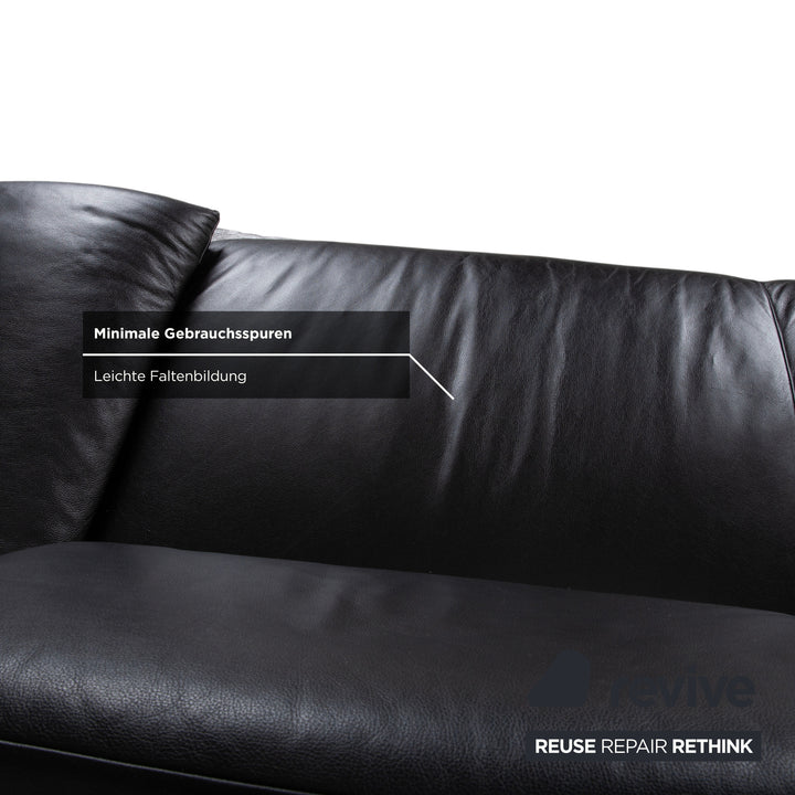 Koinor Volare Leder Dreisitzer Schwarz manuelle Funktion Sofa Couch