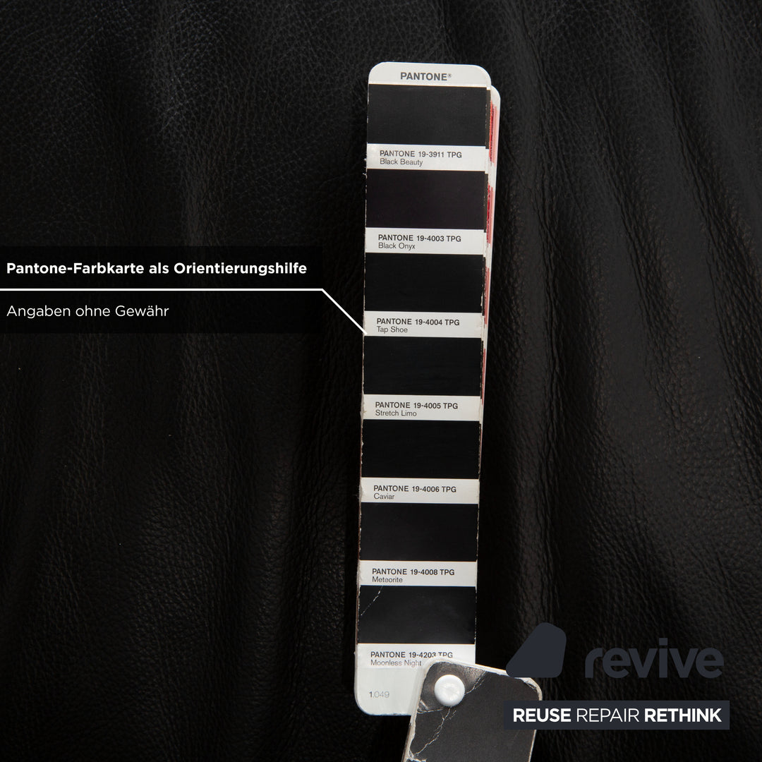 Koinor Volare Leather Three Seater Black Manual Function Sofa Couch