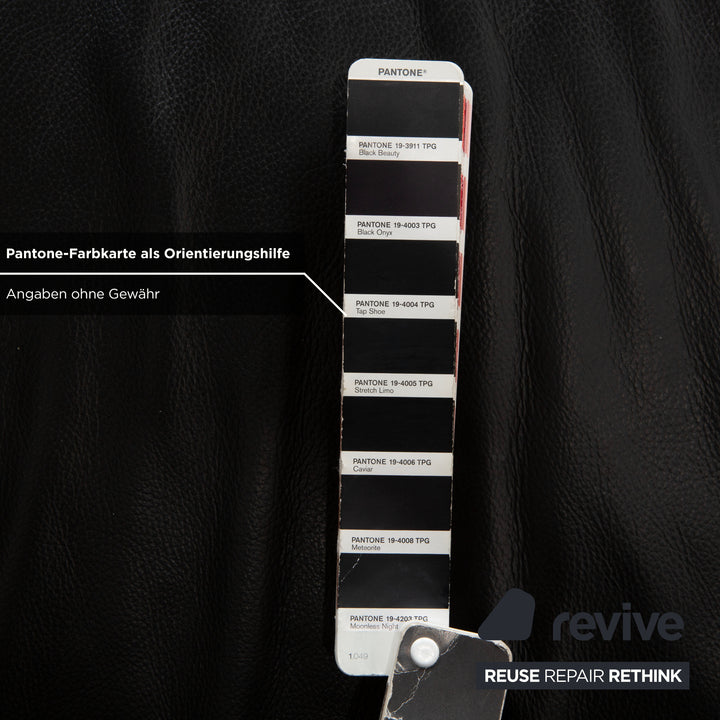 Koinor Volare Leather Three Seater Black Manual Function Sofa Couch