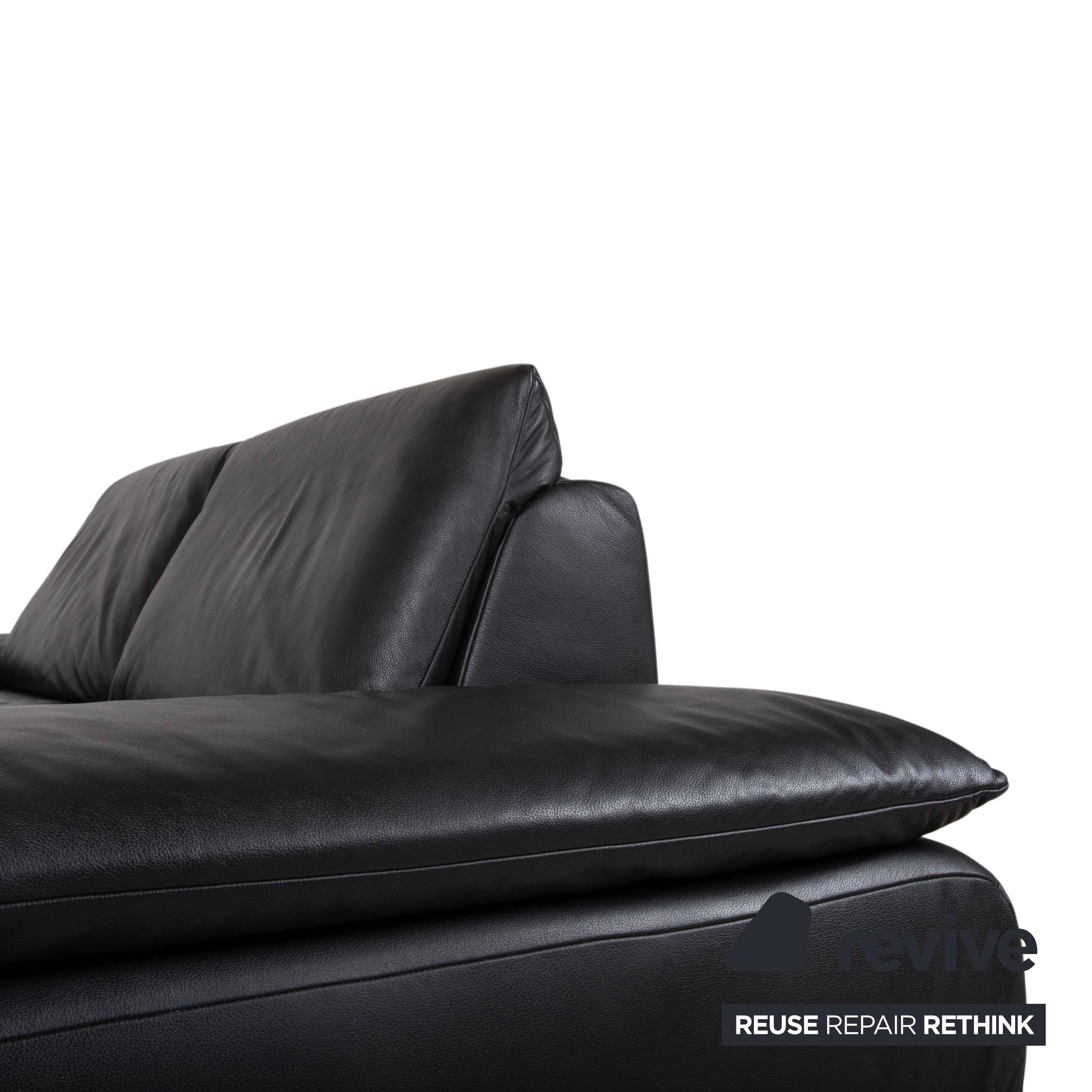 Koinor Volare Leather Three-Seater Black Manual Function Sofa