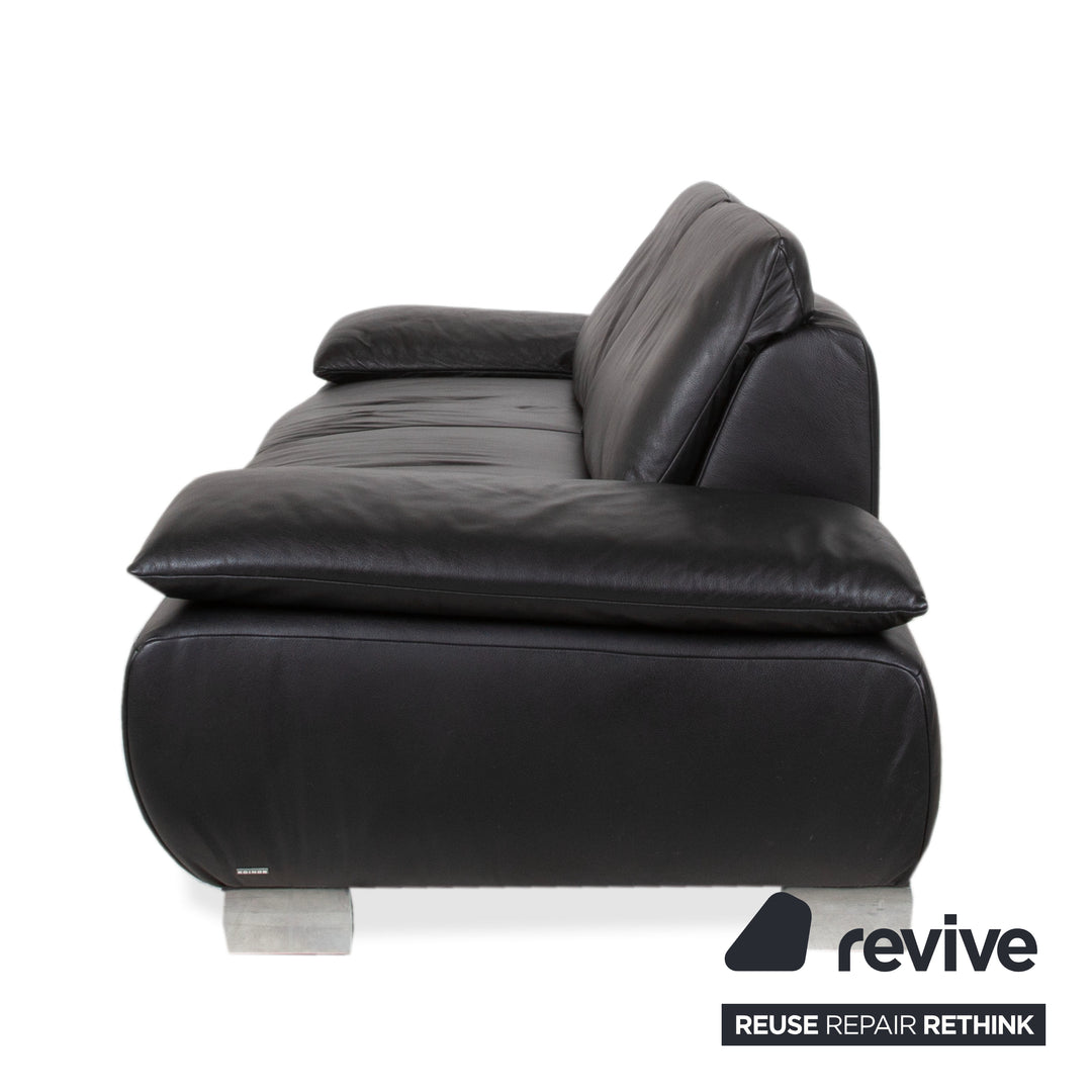 Koinor Volare Leder Dreisitzer Schwarz manuelle Funktion Sofa Couch