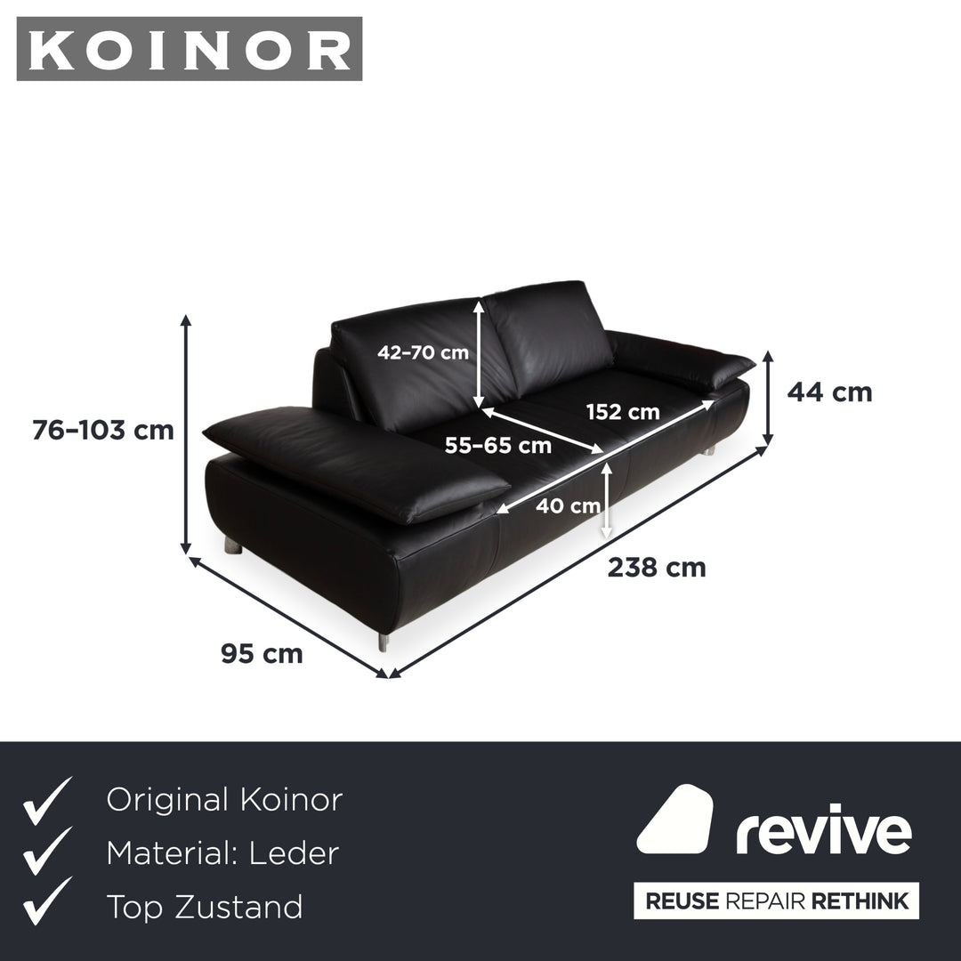 Koinor Volare Leder Dreisitzer Schwarz manuelle Funktion Sofa Couch
