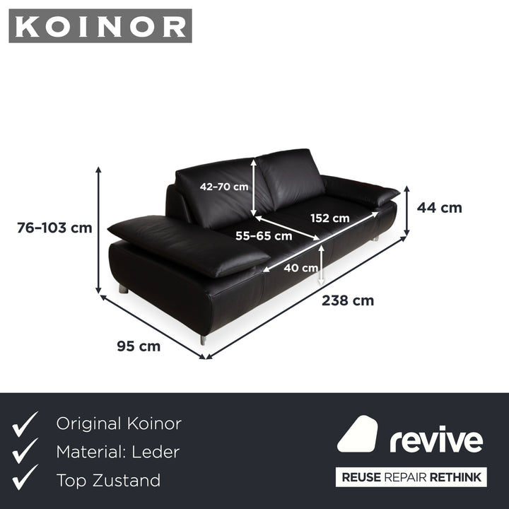 Koinor Volare Leder Dreisitzer Schwarz manuelle Funktion Sofa Couch