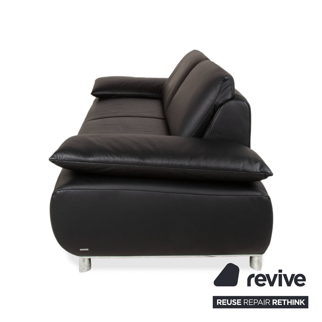 Koinor Volare Leder Dreisitzer Schwarz manuelle Funktion Sofa Couch