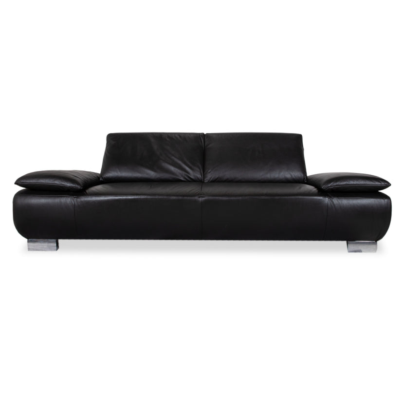 Koinor Volare Leather Three-Seater Black Manual Function Sofa