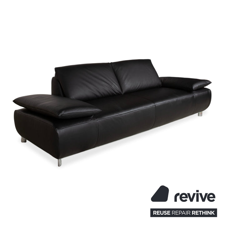 Koinor Volare Leder Dreisitzer Schwarz manuelle Funktion Sofa Couch